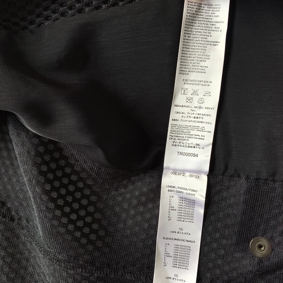 Diesel Moto Quilted Lined Polyester Collared Black Biker Jacket - Picture 15 of 16